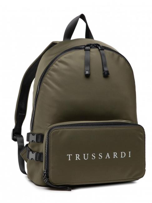SPEEDY LETTERING Sac &agrave; dos en nylon, support pour ordinateur 15,6" olive verte / pierre - Sacs &agrave; dos pour ordinateur portable