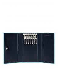 PIQUADRO BLUE SQUARE Étui à clés en cuir bleu - Porte-clés - 2