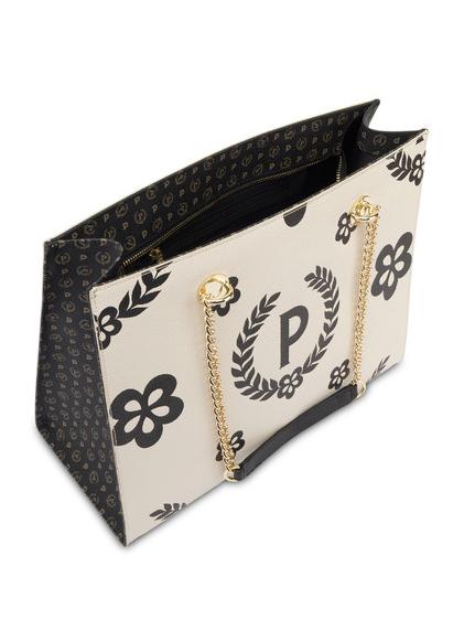 HERITAGE  Sac shopping avec imprim&eacute; int&eacute;gral Noir / Ivoire - Sacs pour Femme