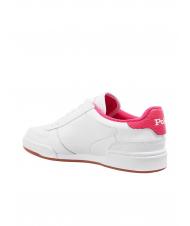RALPH LAUREN POLO LACE Baskets en cuir blanc/rose vif - Chaussures Homme - 2