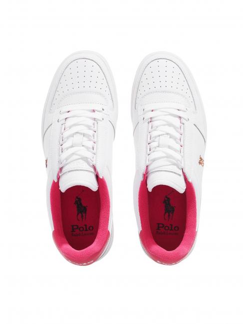 POLO LACE Baskets en cuir blanc/rose vif - Chaussures Homme