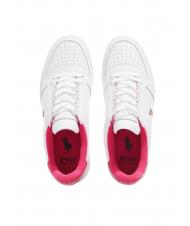 RALPH LAUREN POLO LACE Baskets en cuir blanc/rose vif - Chaussures Homme - 3