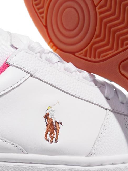 POLO LACE Baskets en cuir blanc/rose vif - Chaussures Homme