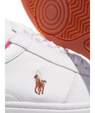 RALPH LAUREN POLO LACE Baskets en cuir blanc/rose vif - Chaussures Homme - 4