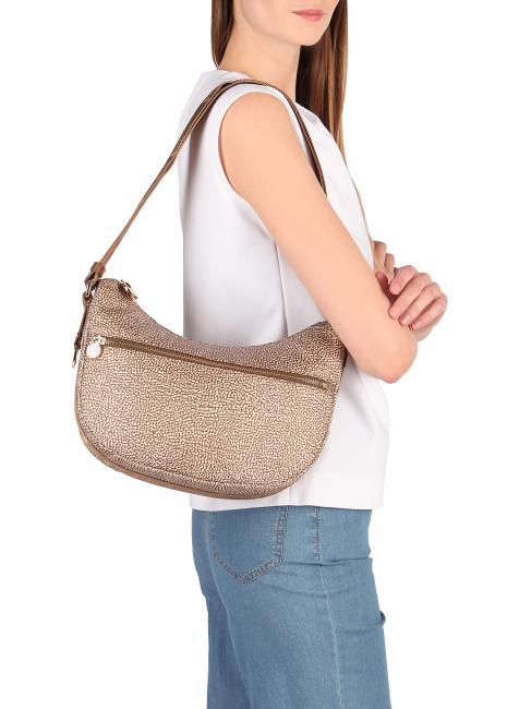 BORBONAIS Sac Hobo LUNA, petit mer Beiger - Sacs pour Femme
