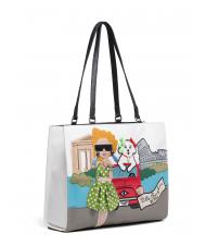 BRACCIALINI CARTOLINE ROMA Sac cabas &agrave; bandouli&egrave;re Noir - Sacs pour Femme - 2