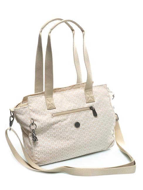 DORTHY Sac à bandoulière avec bandoulière beige signature - Sacs pour Femme