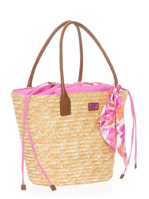 SEASHELL STRAW Sac d'épaule bulle rose - Sacs pour Femme