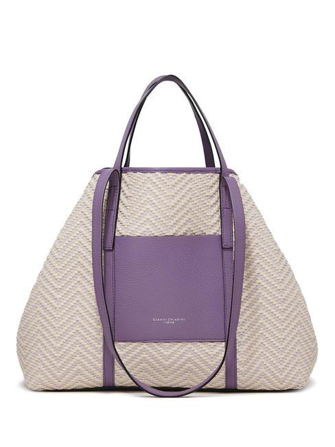 SUPERLIGHT Cabas en paille et cuir var. glycine - Sacs pour Femme