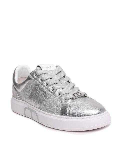 PRINT OVAL T Basket en cuir lamin&eacute; argent - Chaussures Femme