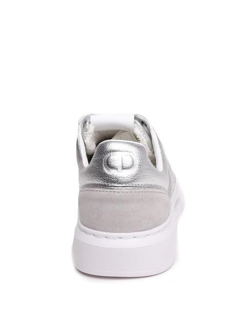 PRINT OVAL T Basket en cuir lamin&eacute; argent - Chaussures Femme