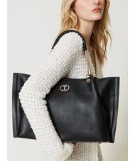 TWINSET TORCHON Grand sac &agrave; provisions noir - Sacs pour Femme - 5