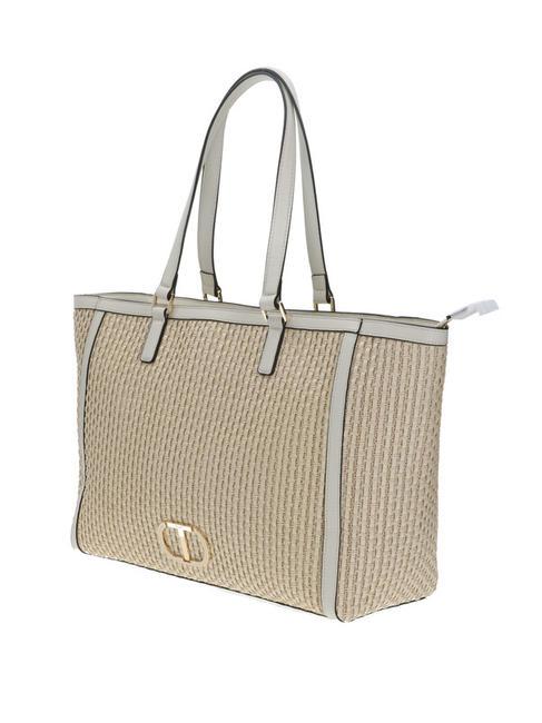 INTRECCIO Sac shopping &agrave; bandouli&egrave;re Ivoire - Sacs pour Femme