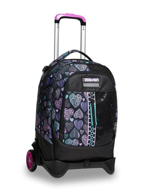 PATCHYHEART GIRL JACK Sac &agrave; dos trolley amovible &agrave; 2 roues Noir - Sacs &agrave; dos &agrave; roulettes