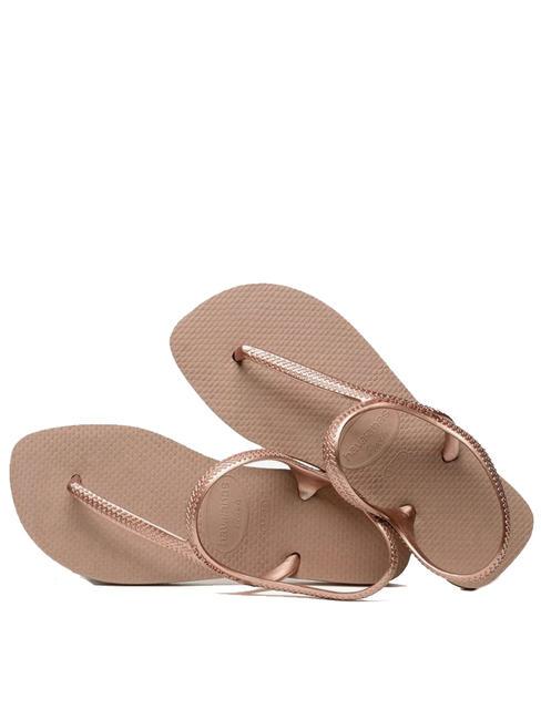 FLASH URBAN  Sandales tongs rose / or - Chaussures Femme