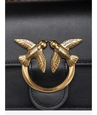 PINKO LOVE ONE MINI Mini sac en cuir de veau noir-or antique - Sacs pour Femme - 4