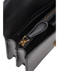 PINKO LOVE ONE MINI Mini sac en cuir de veau noir-or antique - Sacs pour Femme - 6
