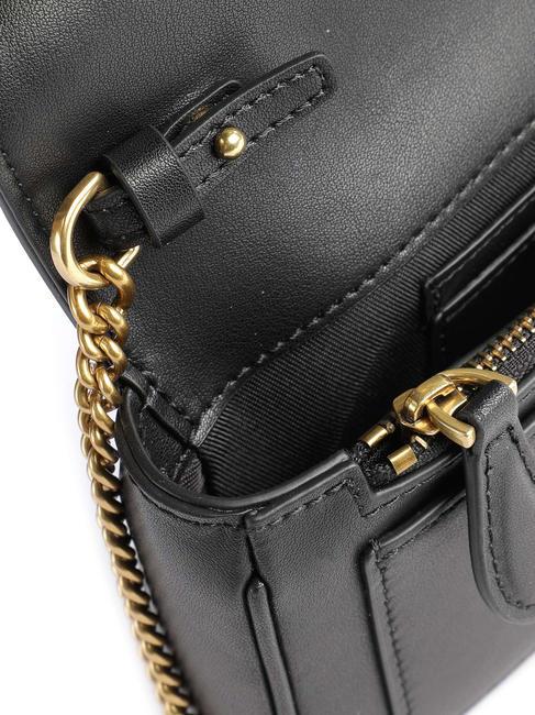 LOVE ONE POCKET Sac &agrave; bandouli&egrave;re en cuir noir-or antique - Sacs pour Femme