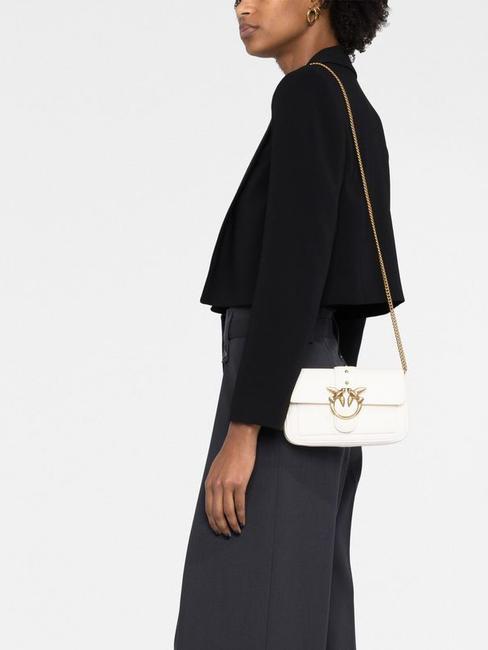 LOVE ONE POCKET Sac &agrave; bandouli&egrave;re en cuir blanc de soie-or antique - Sacs pour Femme