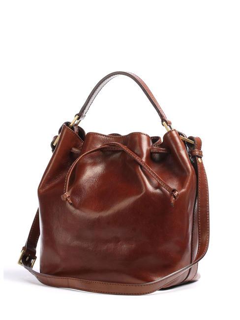 STORY DONNA Sac seau en cuir MARRON - Sacs pour Femme