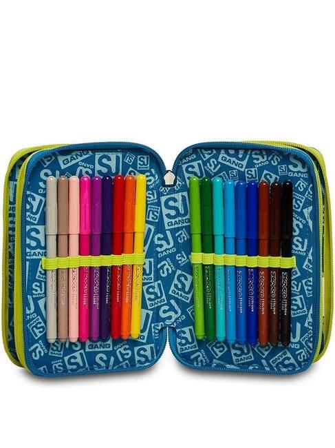 COLOR Trousse à trois compartiments avec School Kit jaune - Étuis et Accessoires