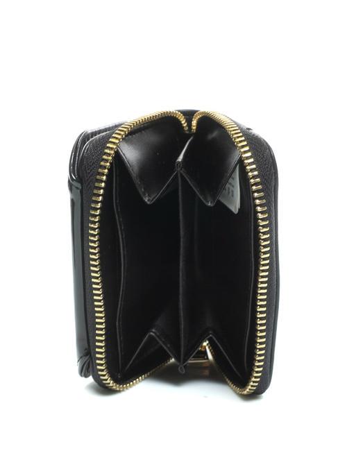 BERLIN Portefeuille S avec d&eacute;tail en daim Noir - Portefeuilles Femme