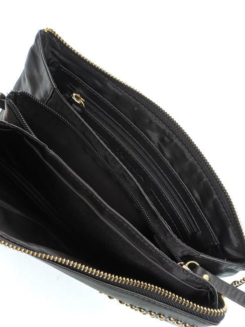 NIZZA Bandouli&egrave;re trois compartiments avec clous Noir - Sacs pour Femme