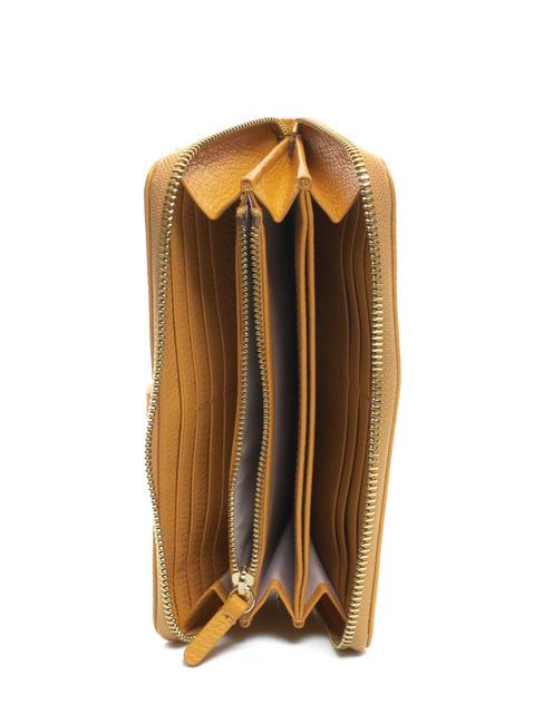 DORA Portefeuille en cuir textur&eacute; abricot - Portefeuilles Femme