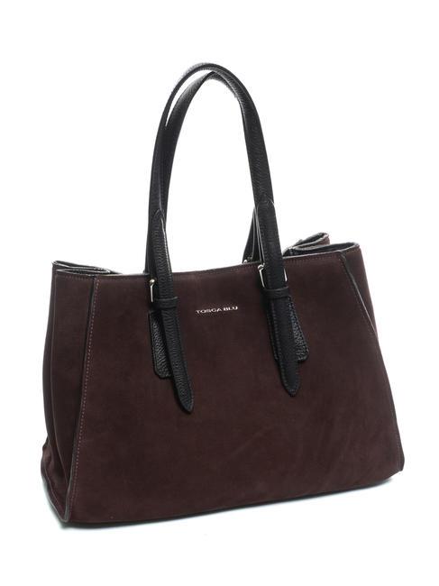 BRUGES Grand sac cabas en daim Bordeaux - Sacs pour Femme