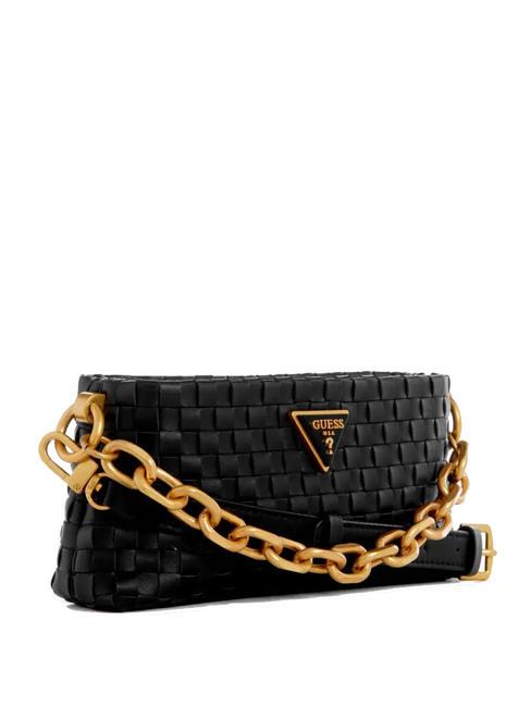 LISBET Sac bandouli&egrave;re tress&eacute; NOIR - Sacs pour Femme