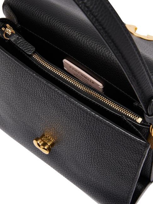 BINXIE Sac dossier en cuir martel&eacute; Noir - Sacs pour Femme