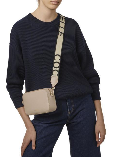 TEBE Sac &agrave; bandouli&egrave;re en cuir textur&eacute; rose poudr&eacute; - Sacs pour Femme