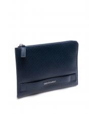 TRUSSARDI CAMPIONARIO Sac fourre-tout en cuir imprim&eacute; bleu - Pochettes & Trousses - 2
