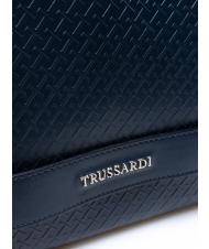 TRUSSARDI CAMPIONARIO Sac fourre-tout en cuir imprim&eacute; bleu - Pochettes & Trousses - 3
