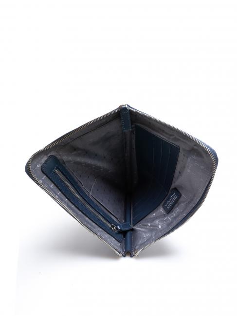 CAMPIONARIO Sac fourre-tout en cuir imprim&eacute; bleu - Pochettes & Trousses
