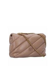 PINKO CLASSIC LOVE PUFF Sac en cuir nappa biscuit au gingembre-or antique - Sacs pour Femme - 4