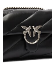 PINKO CLASSIC LOVE PUFF Sac en cuir nappa noir-vieil argent - Sacs pour Femme - 3