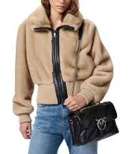 PINKO CLASSIC LOVE PUFF Sac en cuir nappa noir-vieil argent - Sacs pour Femme - 6