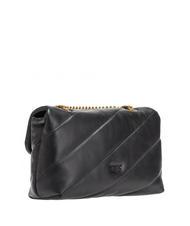 PINKO CLASSIC LOVE PUFF Sac en cuir nappa noir-or antique - Sacs pour Femme - 3
