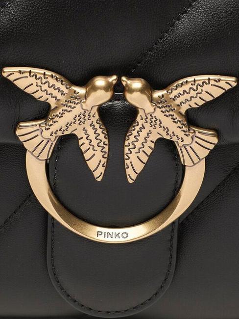 BIG LOVE PUFF Sac en cuir nappa noir-or antique - Sacs pour Femme