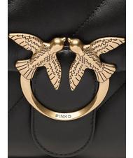 PINKO BIG LOVE PUFF Sac en cuir nappa noir-or antique - Sacs pour Femme - 4