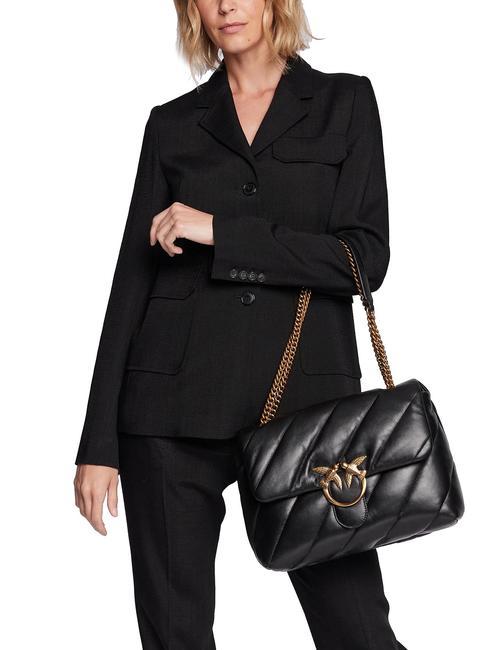 BIG LOVE PUFF Sac en cuir nappa noir-or antique - Sacs pour Femme