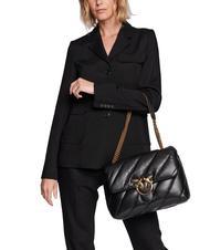 PINKO BIG LOVE PUFF Sac en cuir nappa noir-or antique - Sacs pour Femme - 6