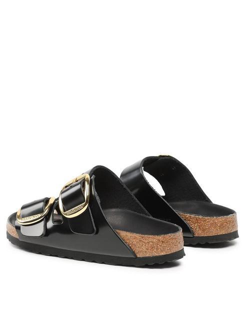 ARIZONA Big Buckle Sandale chausson en cuir briller en noir - Chaussures unisexe