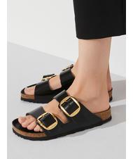 BIRKENSTOCK ARIZONA Big Buckle Sandale chausson en cuir briller en noir - Chaussures unisexe - 9