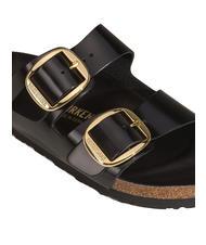 BIRKENSTOCK ARIZONA Big Buckle Sandale chausson en cuir briller en noir - Chaussures unisexe - 7