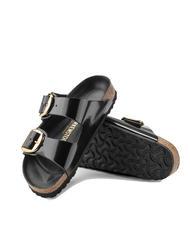 BIRKENSTOCK ARIZONA Big Buckle Sandale chausson en cuir briller en noir - Chaussures unisexe - 8