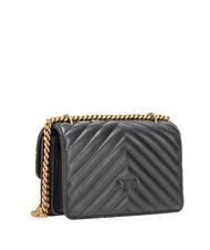 PINKO MINI LOVE BAG Un sac à chevrons noir-or antique - Sacs pour Femme - 3