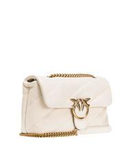 PINKO MINI LOVE BAG Sac en nappa blanc de soie-or antique - Sacs pour Femme - 2