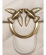 PINKO MINI LOVE BAG Sac en nappa blanc de soie-or antique - Sacs pour Femme - 3